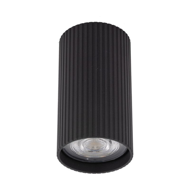 Spot Tk-Lighting Tune czarna tuba ryflowana S Gu10 plafon downlight 1 szt.