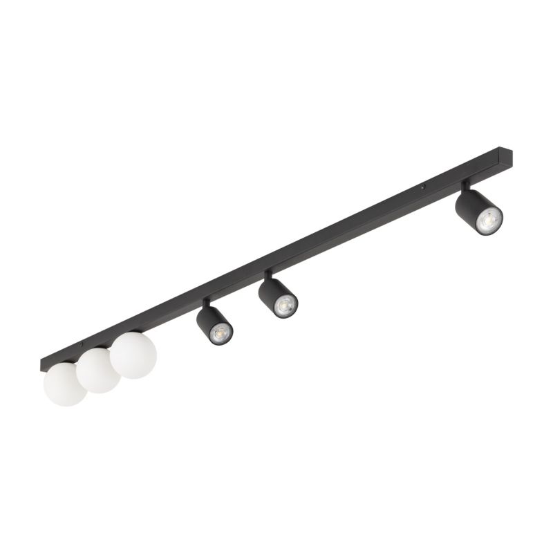 Spot TK-Lighting Vox czarna listwa 160cm Lampa Sufitowa 4x regulowane spoty gu10 2x kule mleczne - 1szt.