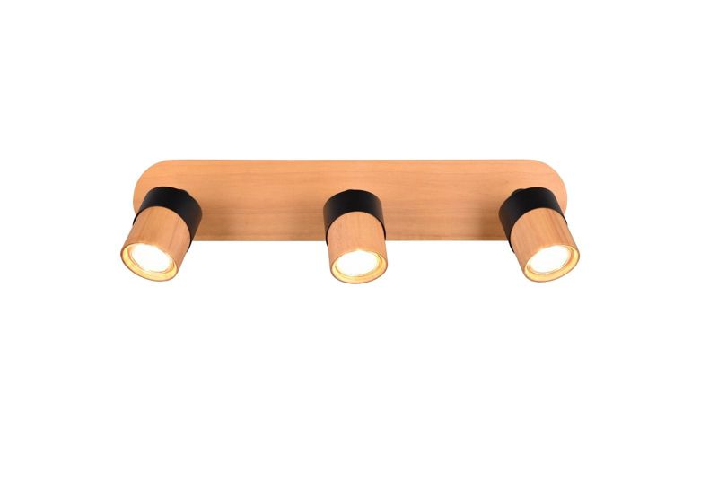 Spot Trio Aruni  czarny z jasnym drewnem  3 x GU10 x  IP20 wym: 48 x 9 cm - 1 szt.