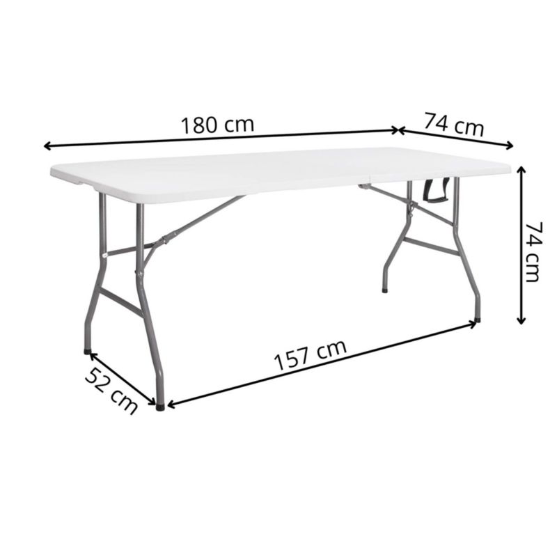 Stół cateringowy Springos 180x74 cm stolik składany ogrodowy, turystyczny walizka biały 1 szt.