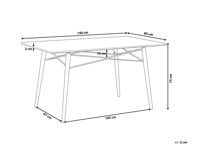 Stół do jadalni Biondi 80 cm 140 cm Czarny 1 szt.