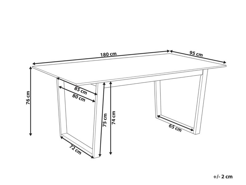 Stół do jadalni Camden 95 cm 180 cm Imitacja drewna Jasne drewno 1 szt.