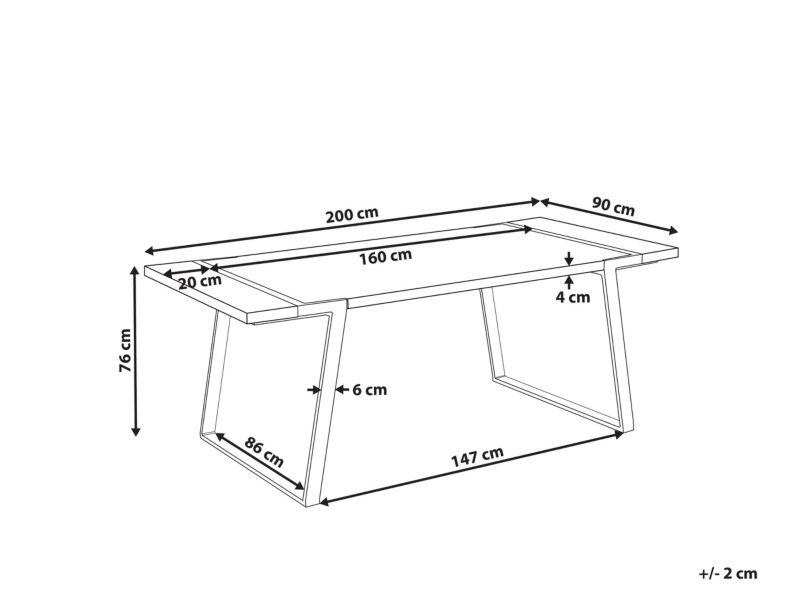 Stół do jadalni Martynika 90 cm 200 cm Efekt marmuru Biały 1 szt.
