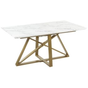 Stół do jadalni Maximus 90 cm 160/200 cm Efekt marmuru Biały 1 szt.