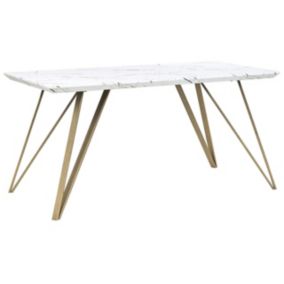 Stół do jadalni Molden 80 cm 150 cm Efekt marmuru Złoty 1 szt.