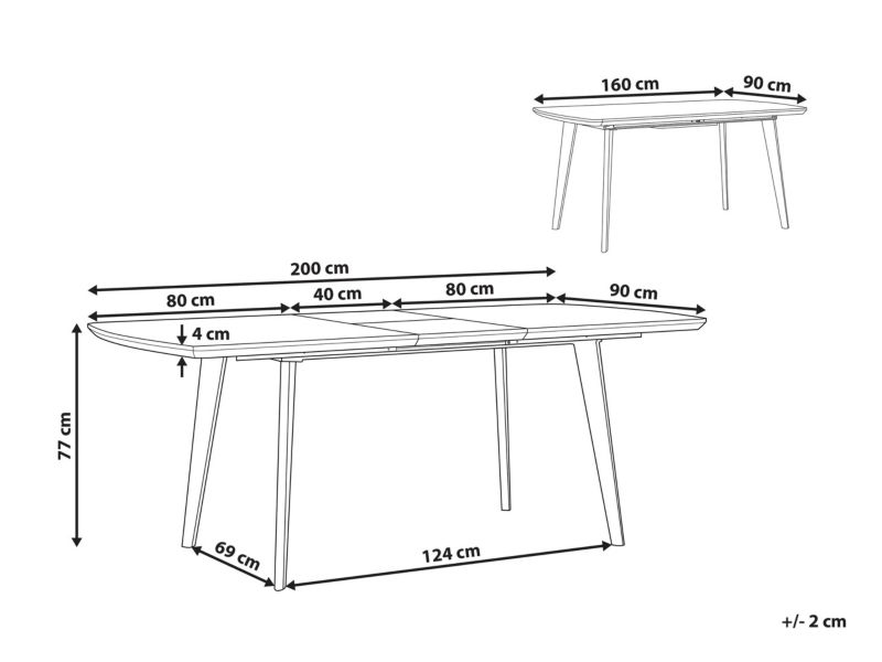 Stół do jadalni Mosby 90 cm 160/200 cm Efekt marmuru Złoty 1 szt.