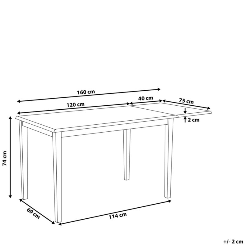 Stół do jadalni rozkładany Louisiana Jasnobrązowy 120/160 cm 75 cm Drewno 1 szt.