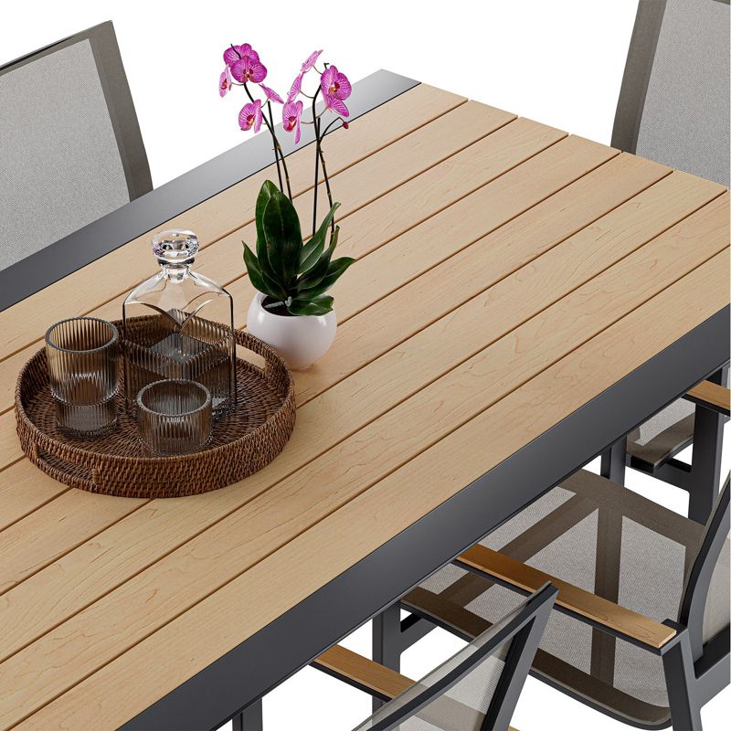 Stół do zestawu jadalnianego ogrodowego BELLANTI Verona Luna Dark Grey - aluminiowy stół z blatem teak 1 szt.