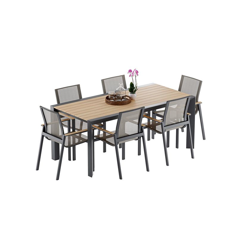Stół do zestawu jadalnianego ogrodowego BELLANTI Verona Luna Dark Grey - aluminiowy stół z blatem teak 1 szt.