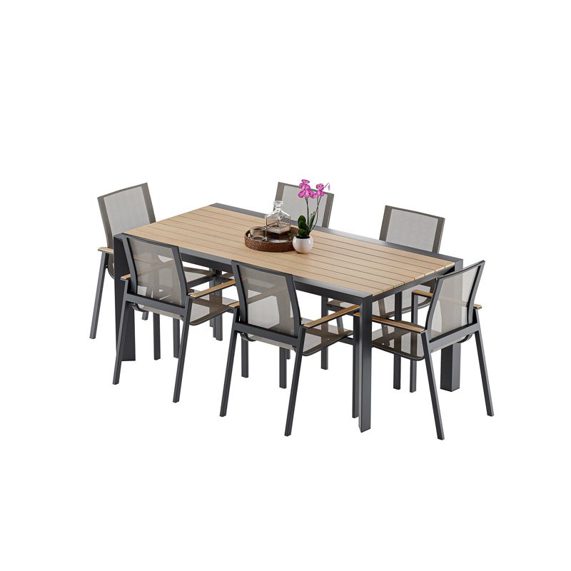 Stół do zestawu jadalnianego ogrodowego BELLANTI Verona Luna Dark Grey - aluminiowy stół z blatem teak 1 szt.