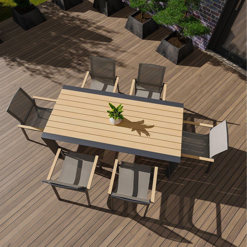 Stół do zestawu jadalnianego ogrodowego BELLANTI Verona Luna Dark Grey - aluminiowy stół z blatem teak 1 szt.