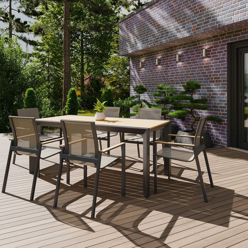 Stół do zestawu jadalnianego ogrodowego BELLANTI Verona Luna Dark Grey - aluminiowy stół z blatem teak 1 szt.