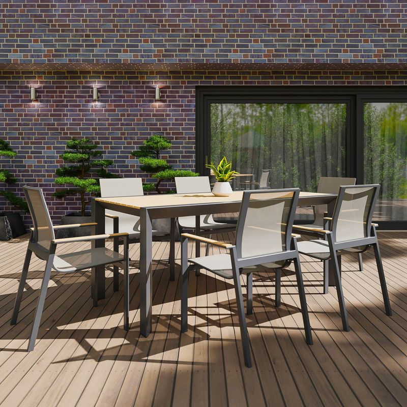 Stół do zestawu jadalnianego ogrodowego BELLANTI Verona Luna Dark Grey - aluminiowy stół z blatem teak 1 szt.