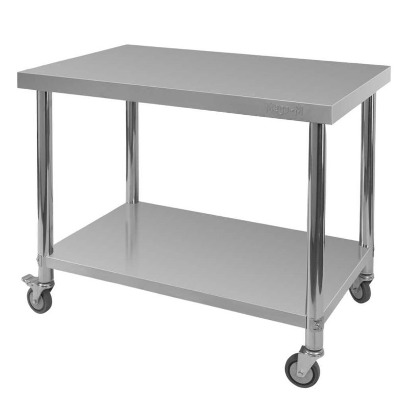 Stół gastronomiczny ze stali nierdzewnej Mega-M X Standard kuchenny centralny z półką na kółkach 100x60x85 cm 1szt.