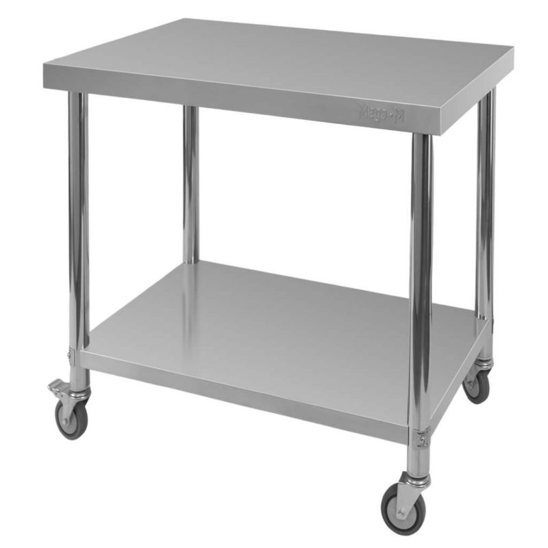 Stół gastronomiczny ze stali nierdzewnej Mega-M X Standard kuchenny centralny z półką na kółkach 80x60x85 cm 1szt.