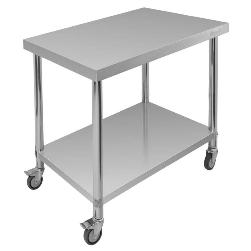 Stół gastronomiczny ze stali nierdzewnej Mega-M X Standard kuchenny centralny z półką na kółkach 80x60x85 cm 1szt.