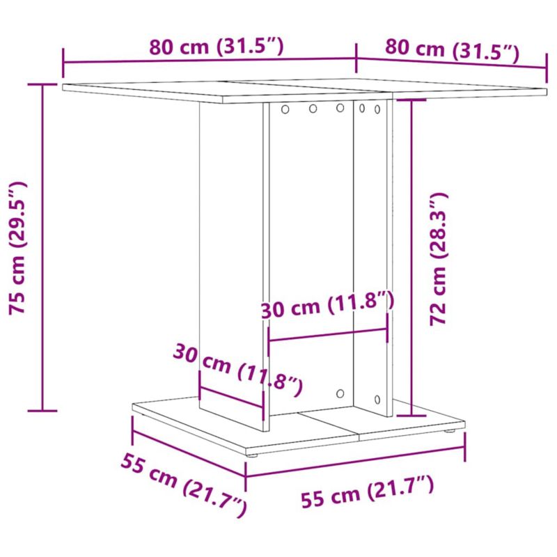 Vidaxl jídelní stůl 80 x 80 x 75 cm 1 ks.
