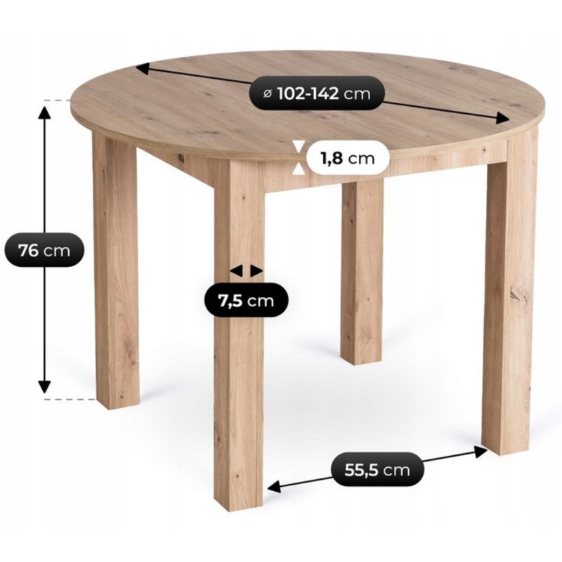 Stół Mebel Elite Z Krzesłami Zestaw Rozkładany 102-142 Komplet Do Salon Jadalni Kuchni 1 szt