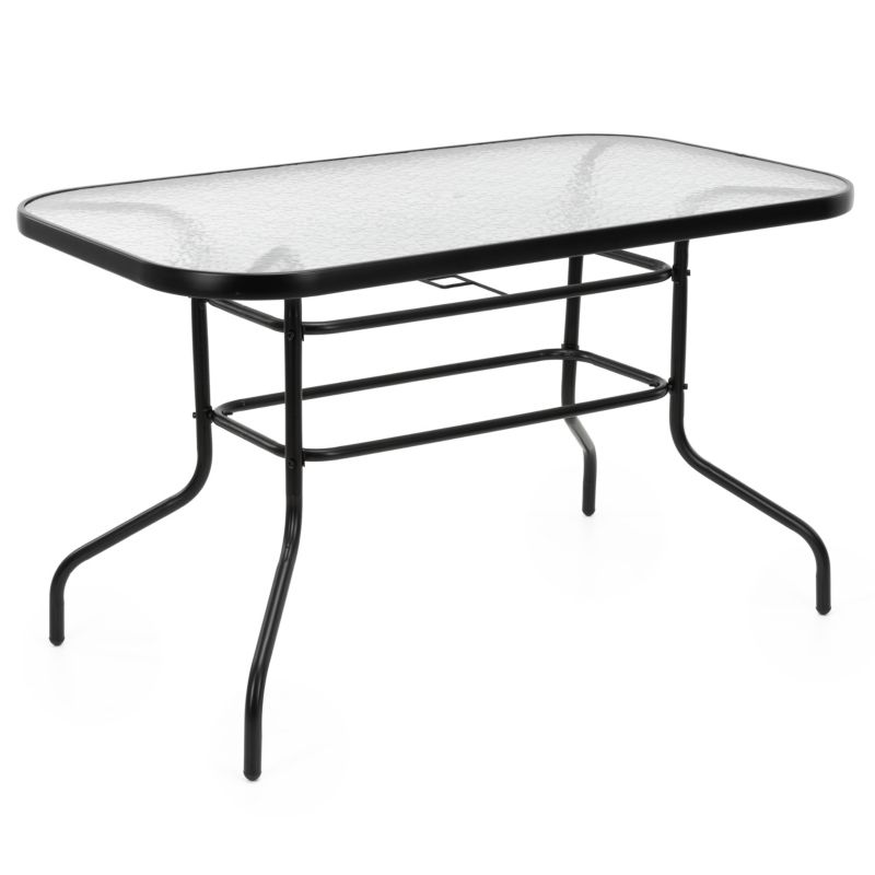 Stół na taras prostokątny Springos 120x70cm stół do ogrodu, metalowy i szkło hartowane 1 szt.
