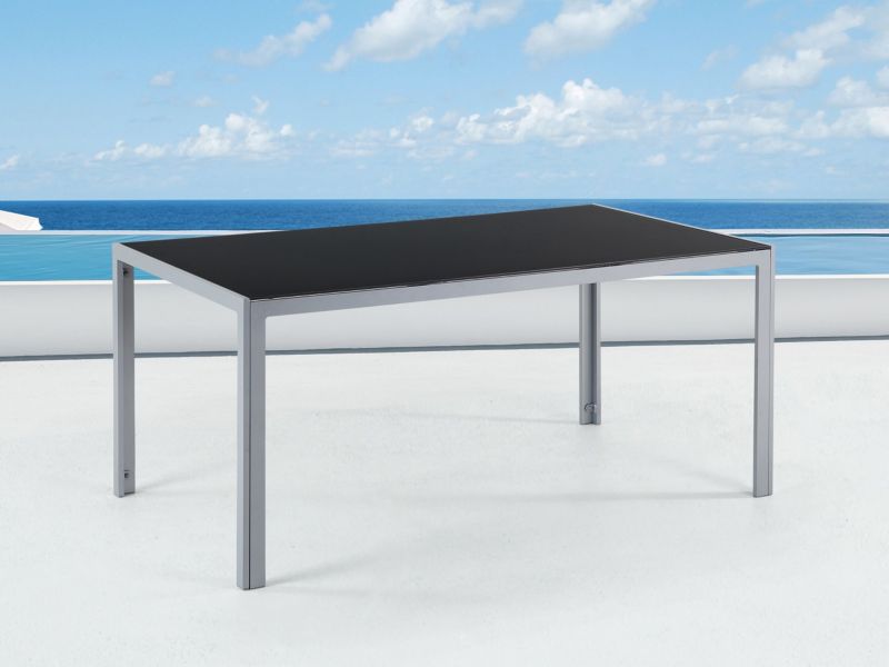 Stół ogrodowy Catania 160 cm 91 cm Szkło Czarny 1 szt.