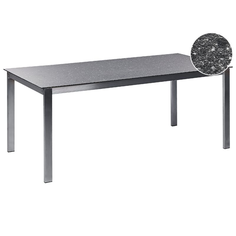 Stół ogrodowy Cosoleto 180 cm 90 cm Szkło Czarny 1 szt.