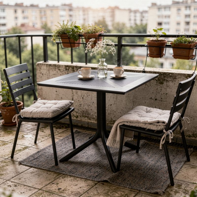 Stół ogrodowy JUMI stolik na taras balkon 80x80 cm kwadratowy czarny ochrona uv 1 szt.