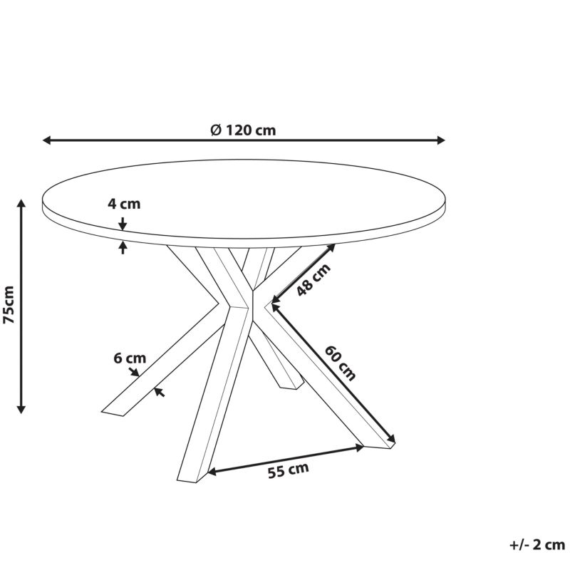 Stół ogrodowy Maletto 120 cm 120 cm Szkło Czarny 1 szt.