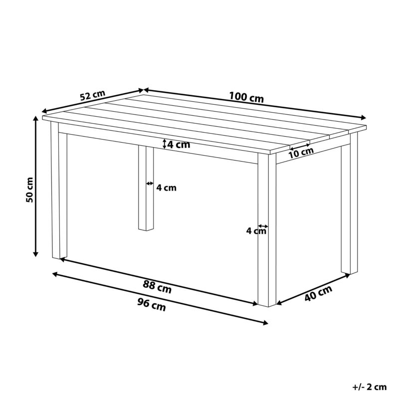 Stół ogrodowy Messina 100 cm 52 cm Czarny 1 szt.