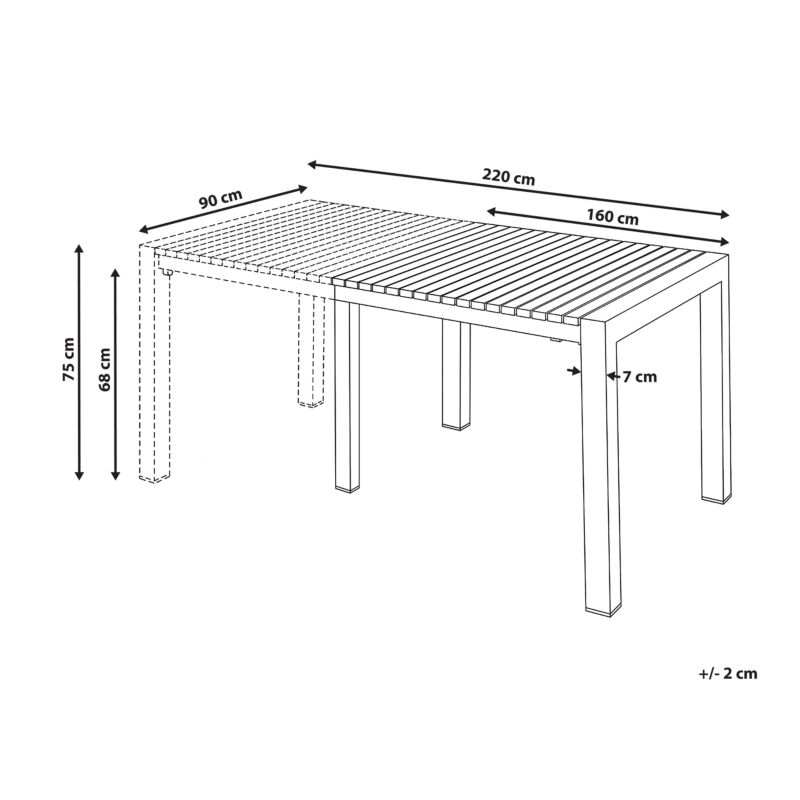 Stół ogrodowy rozkładany Ardesio 160/220 cm 90 cm Metal Ciemnoszary 1 szt.