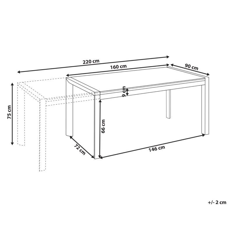 Stół ogrodowy rozkładany Binasco 160/220 cm 90 cm Imitacja kamienia Szary 1 szt.