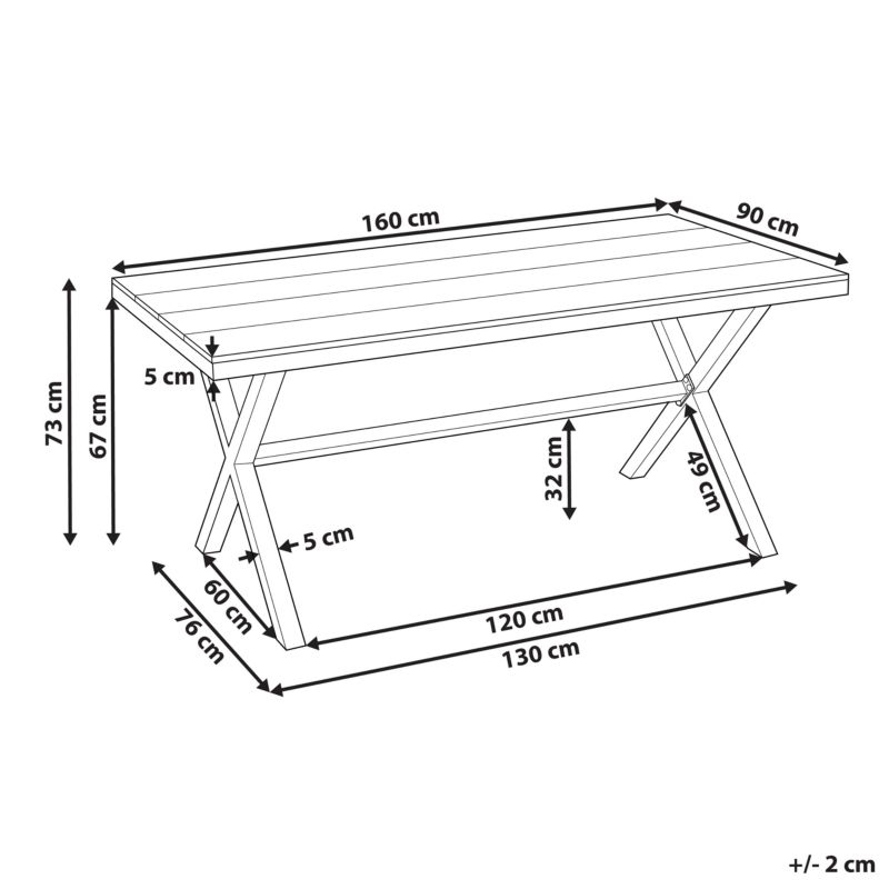 Stół ogrodowy Tiano 160 cm 90 cm Metal Beżowoszary 1 szt.