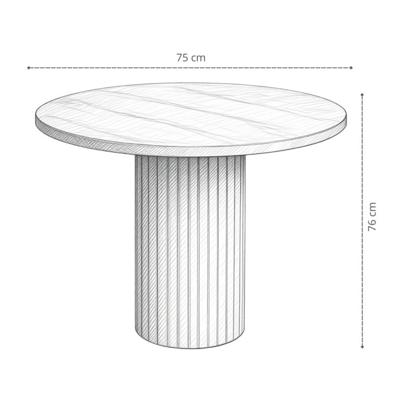 Stół okrągły KOBI NESTA 75 cm - Biały Marmur 1 szt.
