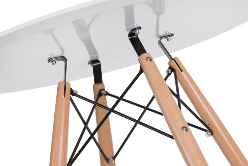 INTESI kulatý kuchyňský a jídelní stůl, bílý skandinávský, dřevěné nohy, 80 cm, 1 ks.