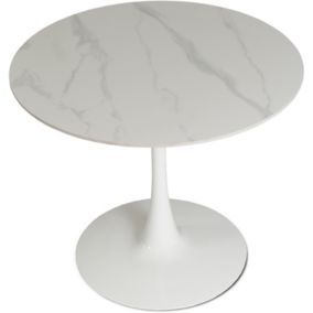 Stół Okrągły Sander 90 cm Mebel Elite Ceramiczny Biały 1 szt