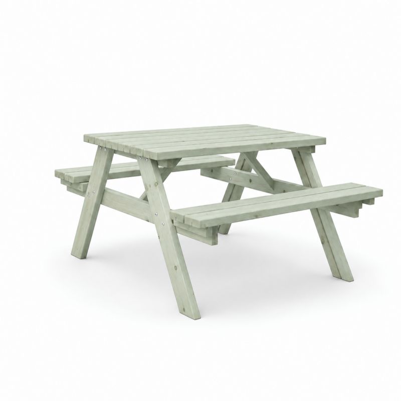 Stół piknikowy AMATA sosnowy ogrodowy z ławkami FSC 118 cm eukaliptusowy 1 szt.