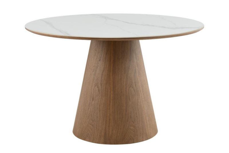Stół RILEY HowHomely 120 cm okrągły  orzech blat marmur 1 szt.
