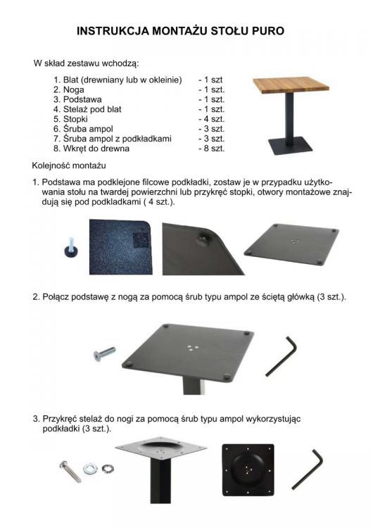 Stół Signal PURO 70x70 dąb laminat/czarny 1 szt