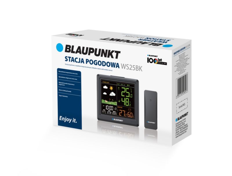 Stacja pogodowa Blaupunkt z obsługą do trzech czujników WS25BK 1 szt.