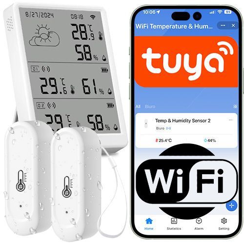 Stacja pogodowa z czujnikami zewnętrznymi IP65 Sone Tuya WiFi 1 szt.