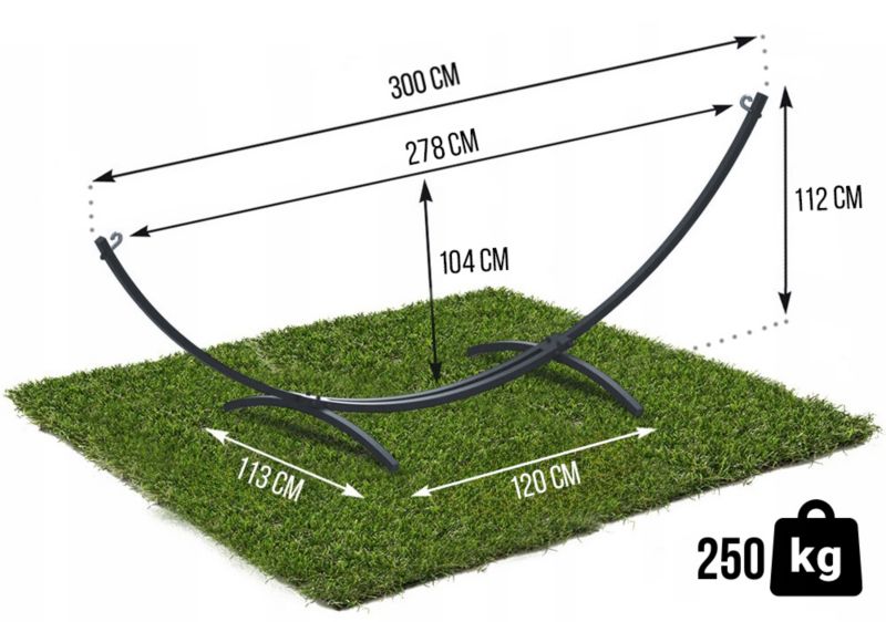 Stelaż Do Hamaka Gogarden Oaza Graphite Metalowy 250 Kg Grafitowy 300 Cm 1 Szt.