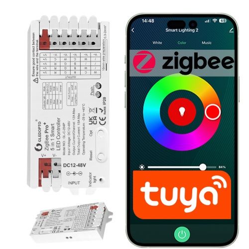 Sterownik LED Sone Zigbee Tuya RGBW RGB CCT ściemniacz 12-48V 720w 1 szt.