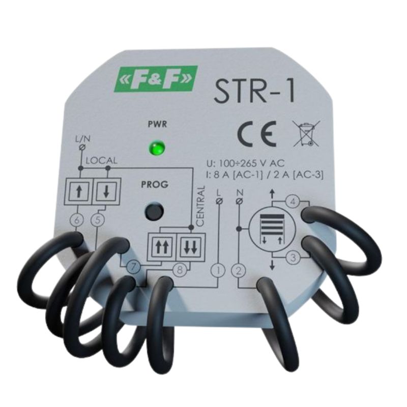 Sterownik Rolet Dopuszkowy 230V IP20 F&F STR-1 Sterowanie Rolet i Bram 1 Szt.