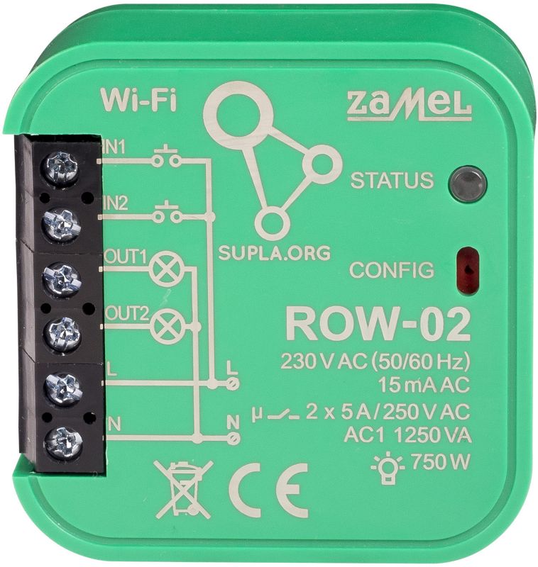 Sterownik Wi-Fi Zamel dwukanałowy typ: ROW-02