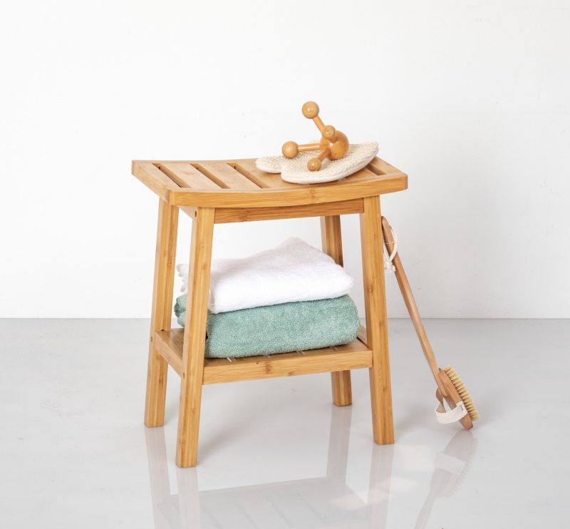 Stołek bambusowy Scandi z półką  5Five Simply Smart brązowy 46 cm 1 szt.