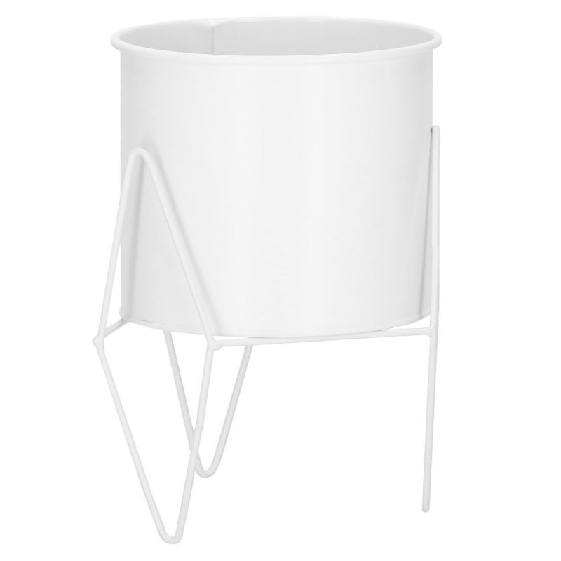 Stojący kwietnik Springos 22 cm stojak z doniczką na kwiaty nowoczesny loft biały mat 1 szt.
