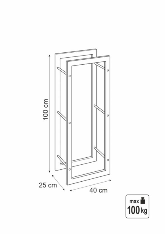 Stojak na drewno kominkowe Vorel 40 x 25 x 100 cm