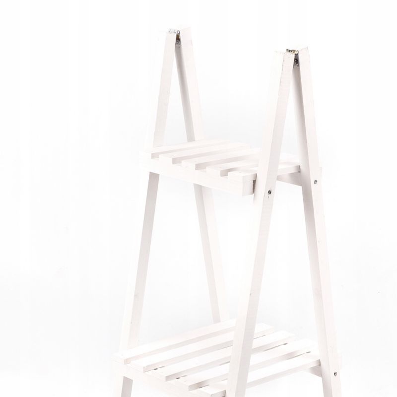 Stojak na kwiaty Eco Deco 114 cm wysokość drewno świerkowe trzy półki biały 1 szt.