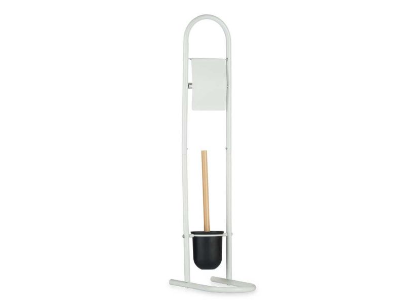 Stojak na papier toaletowy ze szczotką HowHomely biały 81 cm 1 kpl.