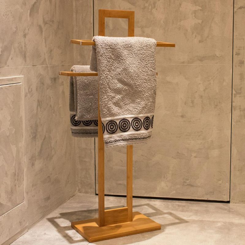 Stojak na ręczniki Bathroom Solutions bambusowy 2-ramienny 85x37x25 cm 1 szt.