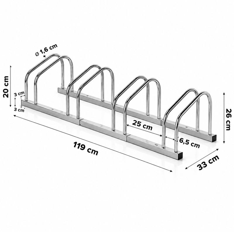 Stojak na rower rowery 4 stanowiska parking rowerowy 119x33x26 cm Fixem 1szt